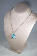 Cloudy Sky in Moon Blue Resin Sphere Necklace Pendant White Clouds