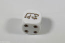 White Dice with Brown Bear; 6 Sided Bunco RPG Game D6 16mm Roll Rounded Corner