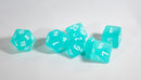 Chessex Polyhedral 7 Die Frosted Teal w/ White Numbers Set Of 7 Dice CHX 27405