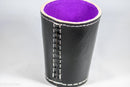 Handmade Leather Dice Cup (Black w/Purple Lining)