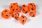 Orangetober Sharp Edge Resin 7-Dice Dice (Orange w/ Black Numbers)