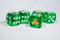 Gold Shamrock Translucent Green Die 16mm D6 Chessex Dice - with White Pips