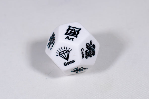 Treasure d12 Opaque White Loot Dice (Custom engraved) By Piece