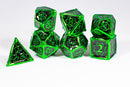 Alien 7-Dice Metal Set Green w/ Black Fill {North Star Dice Collection}