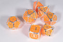 Orangesicle 7-Dice Metal Set Silver w/ Orange Fill {North Star Dice Collection}