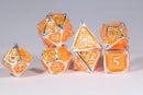 Orangesicle 7-Dice Metal Set Silver w/ Orange Fill {North Star Dice Collection}
