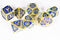 Space King 7-Dice Metal Set Gold w/ Blue Fill {North Star Dice Collection}