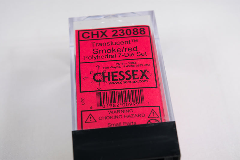 New Smoke/Red Translucent 7-Die Chessex Sets Made in Germany CHX 23088