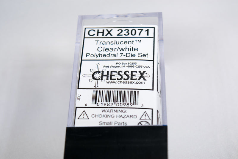 New Clear Translucent 7-Die Chessex Sets Made in Germany CHX 23071