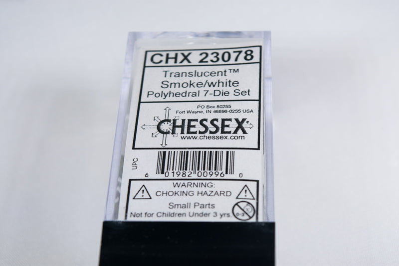 New Smoke/White Translucent 7-Die Chessex Sets Made in Germany CHX 23078