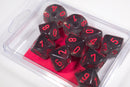 Translucent Smoke/red Set of Ten d10 Dice by Chessex CHX 23288