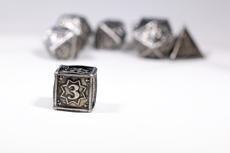 Orion's Silver 7-Dice Metal Set {North Star Dice Collection}
