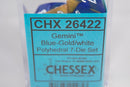 CHX 26422 Polyhedral 7-Die Gemini Blue-Gold Numbers Set Of 7 Dice Chessex