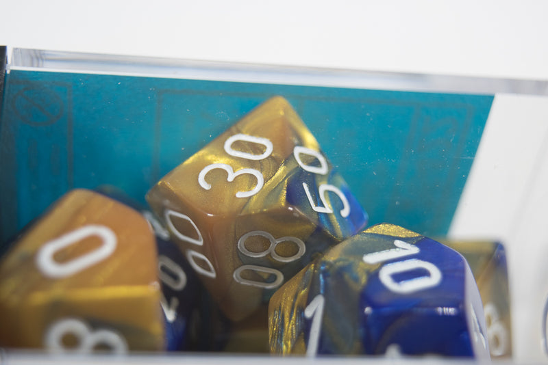 CHX 26422 Polyhedral 7-Die Gemini Blue-Gold Numbers Set Of 7 Dice Chessex