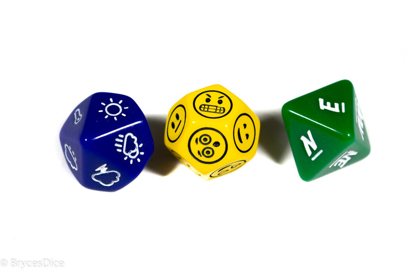 Emotion, Weather, and Direction Dice 3pc Set by Bescon