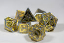 Silver w/Gold Inlay Sword Strengthened Metal 7-Dice Set