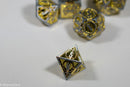 Silver w/Gold Inlay Sword Strengthened Metal 7-Dice Set