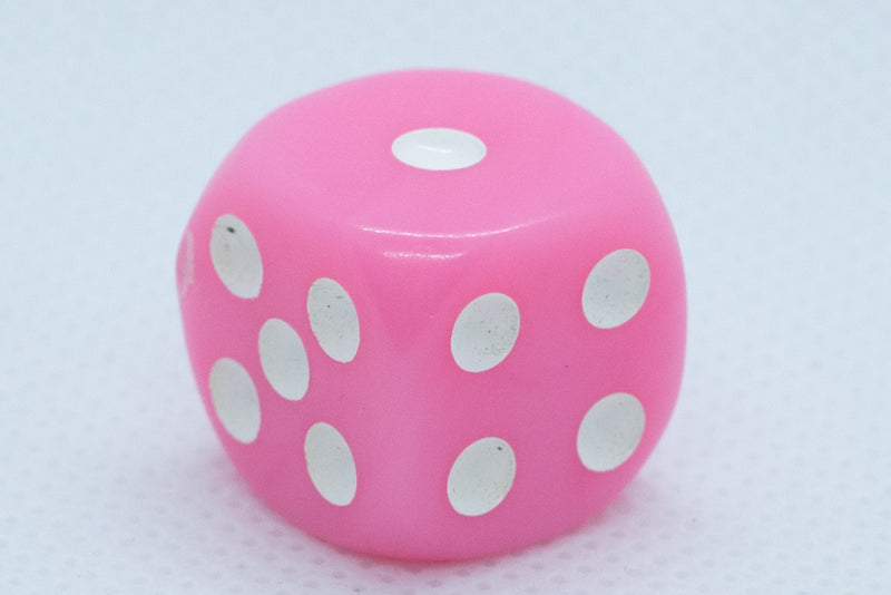 Opaque 16mm Pipped d6 Dice Red/Orange/Yellow/Green/Blue/Purple/White/Black/Pink (sold by the piece)