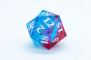 Blue on Red Sharp Edge Resin d6 / d20-Dice (Blue- Red w/ White Numbers)