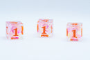 Nectar Sharp Edge Resin d6-Dice (Clear Shimmer w/ Orange Numbers) [subtle imperfection]