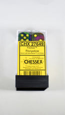 Chessex 16mm d6 Block – Festive Rio with Yellow Numbers (CHX 27649)