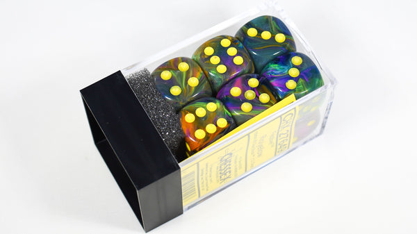 Chessex 16mm d6 Block – Festive Rio with Yellow Numbers (CHX 27649)