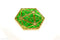 Gold d2 Coin Shaped like d20 Solid w/Green Enamel Color