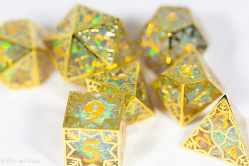 Forged Opal Forged in Frost Dice Set (Resin Dice Encased in Metal)