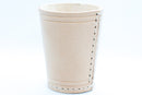 Handmade Leather Dice Cup (Off-White) No Lining white thread Simple