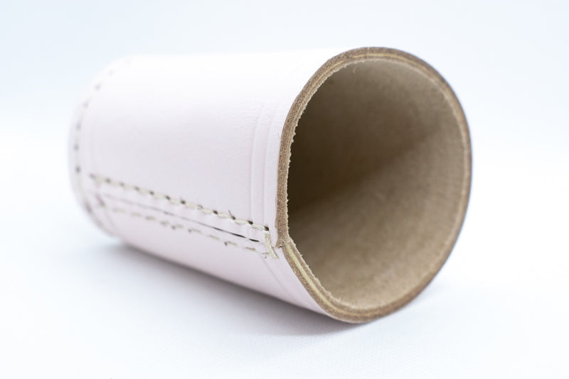 Handmade Leather Dice Cup (White) No Lining white thread Simple