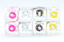 8- Pack Donut Dice Pink, Yellow, Vanilla, Chocolate; 16mm d6 Pipped Dice