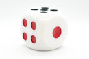 Opaque White 50mm d6 with Black Pips Jumbo Pipped Dice