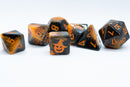 Halloween Black/Orange w/Glitter & Pumpkin 7-Dice Set RPG DND