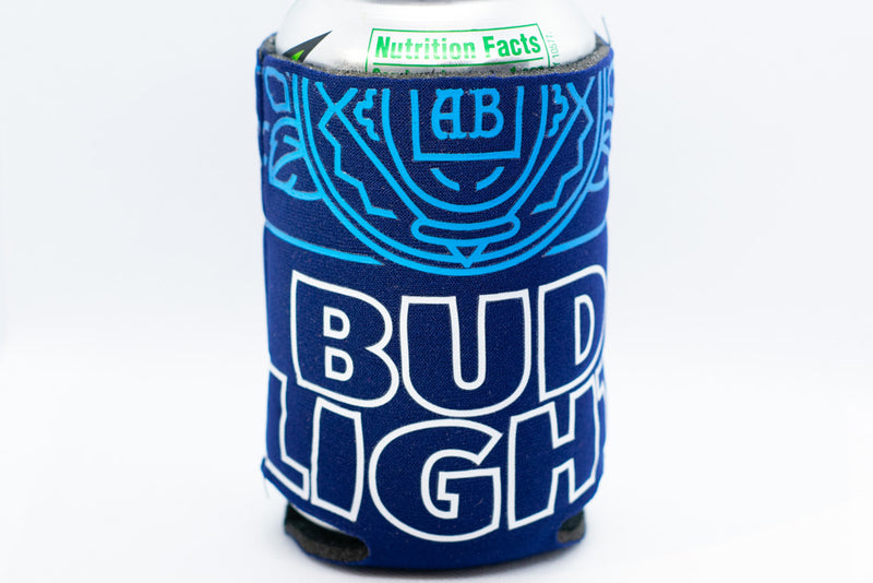 Bud Light Beer AB Cooler Fits 12 oz Aluminum Can Coozie Dark Blue