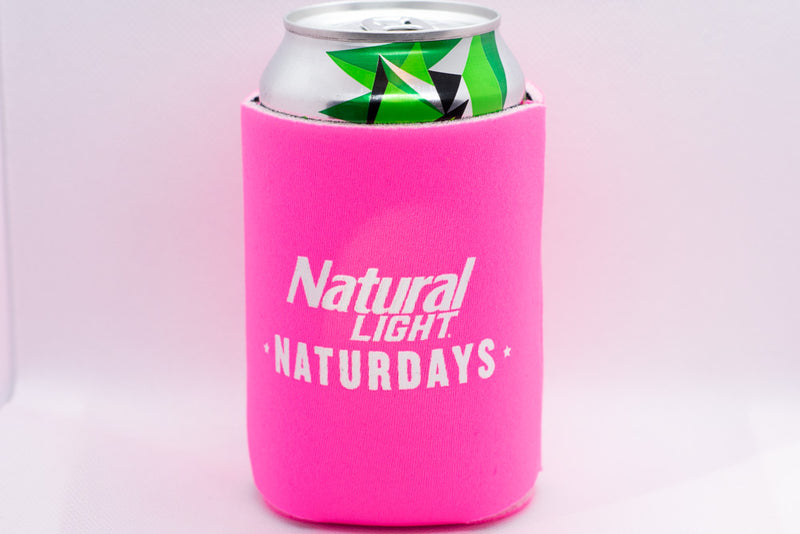Natural Light Naturdays Cooler Fits 12 oz Aluminum Can Coozie Pink Whi