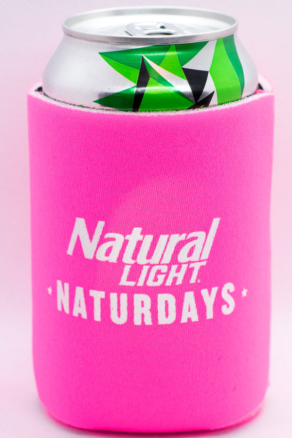 Natural Light Naturdays Koozie Fits 12 oz Aluminum Can Coozie Pink White