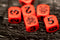 Red Pirate D6 Dice Numbered with Skull and Cross Bones (sold per die)