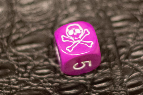 Purple Pirate D6 Dice Numbered with Skull and Cross Bones (sold per die)
