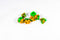 Vibrant Orange & Green Miniature Poly Dice Set Small (7) RPG DnD Mini