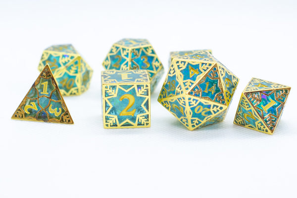 [Factory Second] Gilded Permafrost Forged in Frost Dice Set (Resin Dice Encased in Metal)