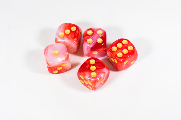 Red and White 16mm D6 Pipped Dice