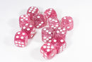 Pink with Glitter D6 16mm Pipped Dice (sold by the piece)