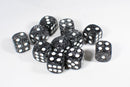Black with Glitter D6 16mm Pipped Dice (sold by the piece)