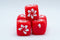 Red w/White Falling Petals Dice 16mm D6 Flower Dice (sold per die)