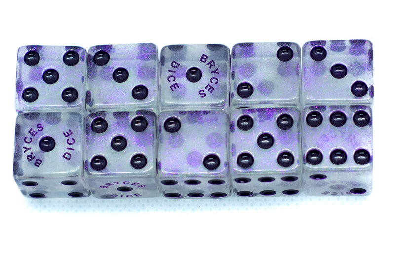 BrycesDice 16mm Glitter d6 (Purple) Square Edge [per die]