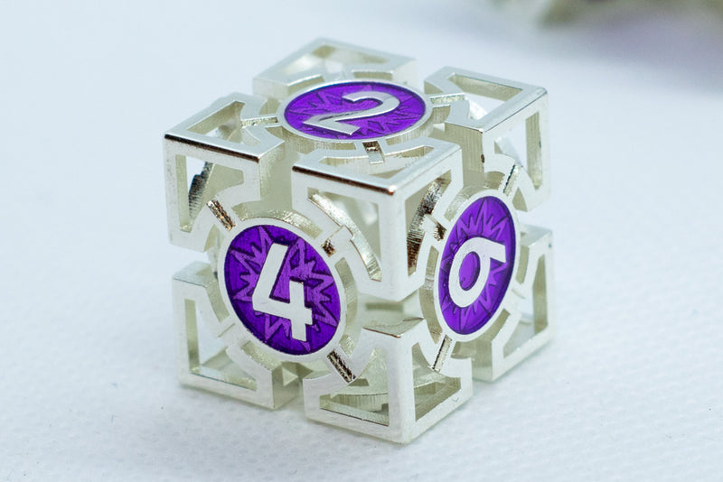 Guardian Silver w/Purple Deadly Arrow Dice | 7-Dice RPG Set High Visibility
