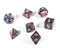 Red/Green/Blue Marbleized Poly Dice Set (7) Green Acrylic Silver Numbers HDdice