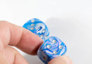 OOP Rare 20mm Blue Mother Of Pearl New RPG DnD with Silver Pips 2 Pack (2) Die