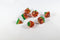 Watermelon Semi-Translucent Poly Dice Set (7) Red Green White Acrylic Gold