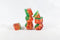 Watermelon Semi-Translucent Poly Dice Set (7) Red Green White Acrylic Gold